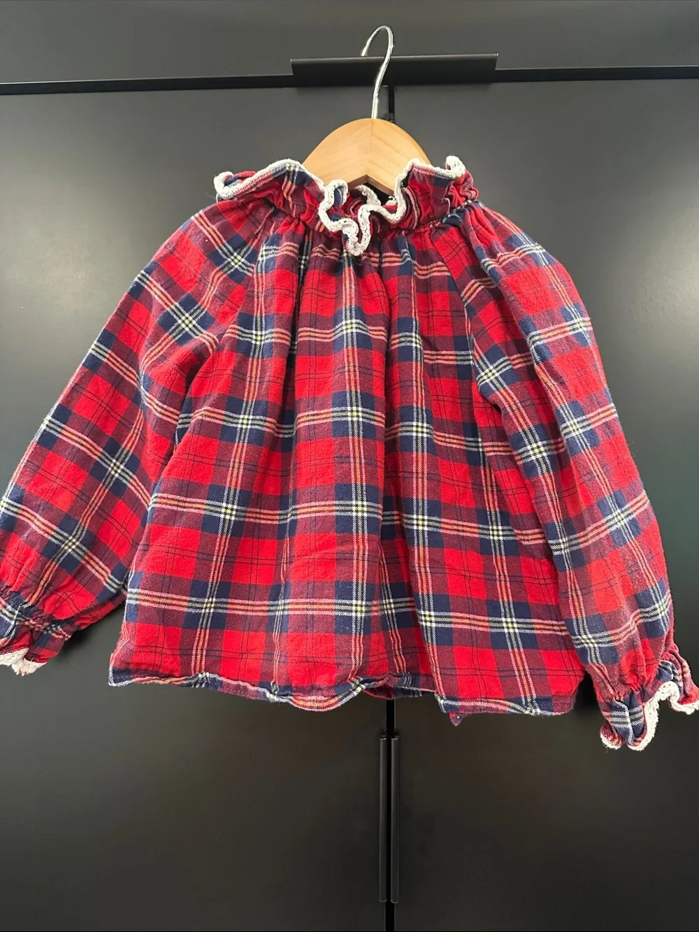Bella Bliss Kids Red Plaid Flannel Ruffle Top and Bloomer Set Size 2